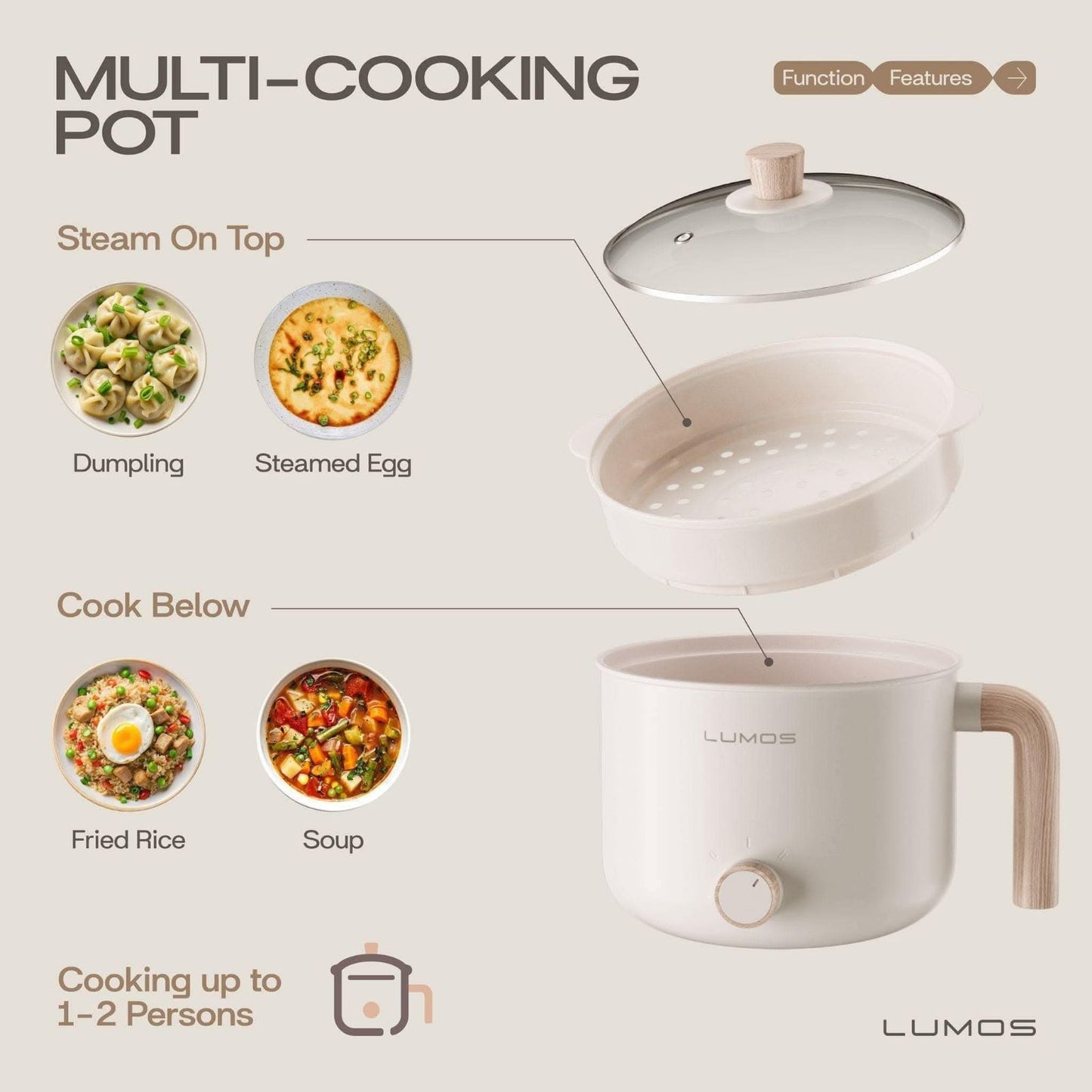 Lumos AJL-A1503 Multi Cooking Pot 2L