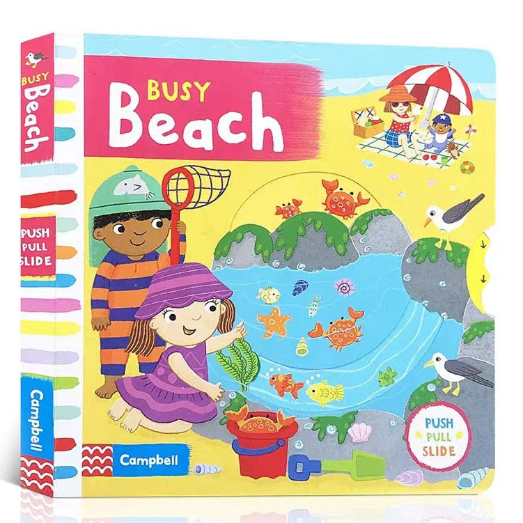 Campbell Push Pull Slide Busy Beach