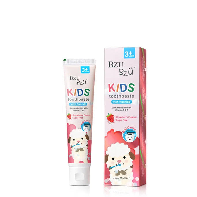 Bzu Bzu Kids Toothpaste with Fluoride Orange & Strawberry Flavour 50g 3Yr+