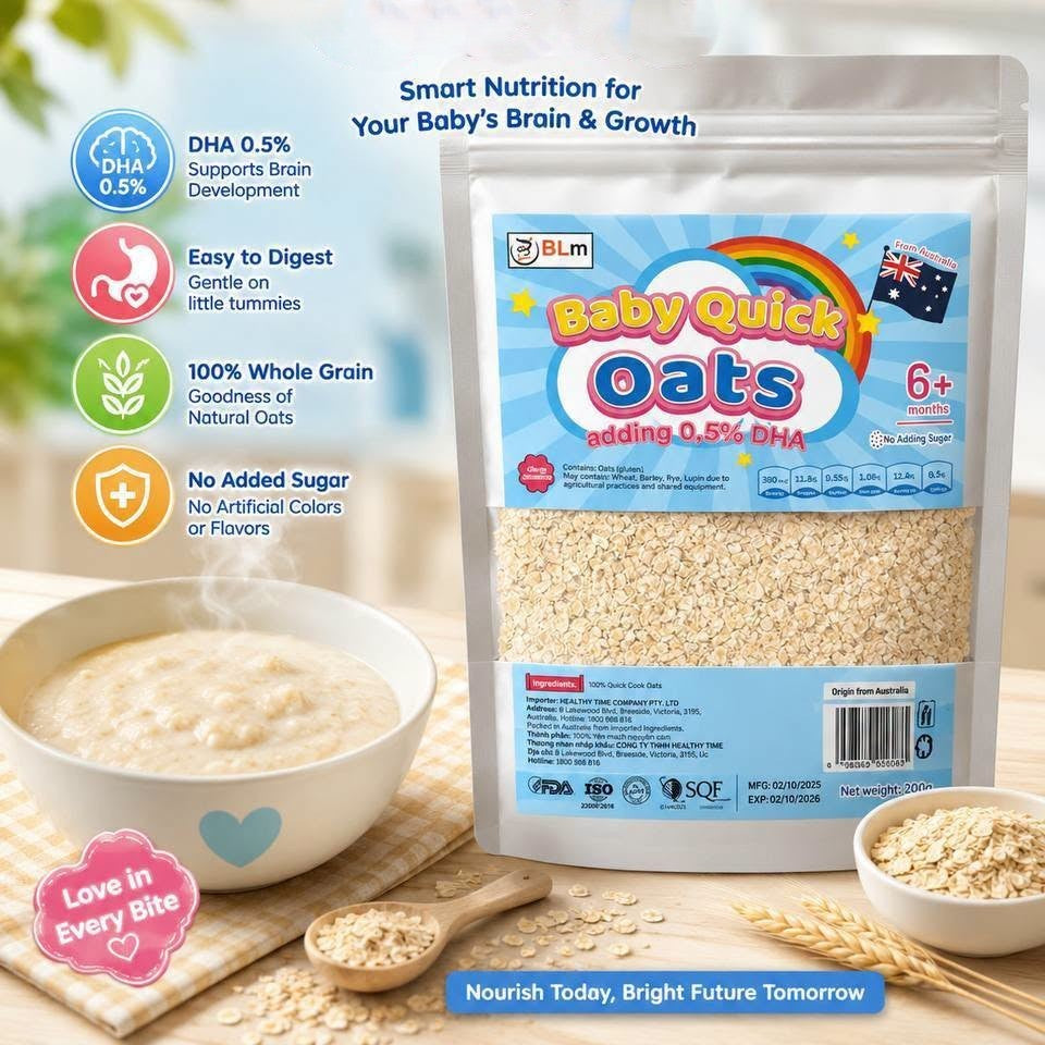 BLm Organic Instant Baby Oatmeal 500g & Baby Quick Oats 6M+ 300g