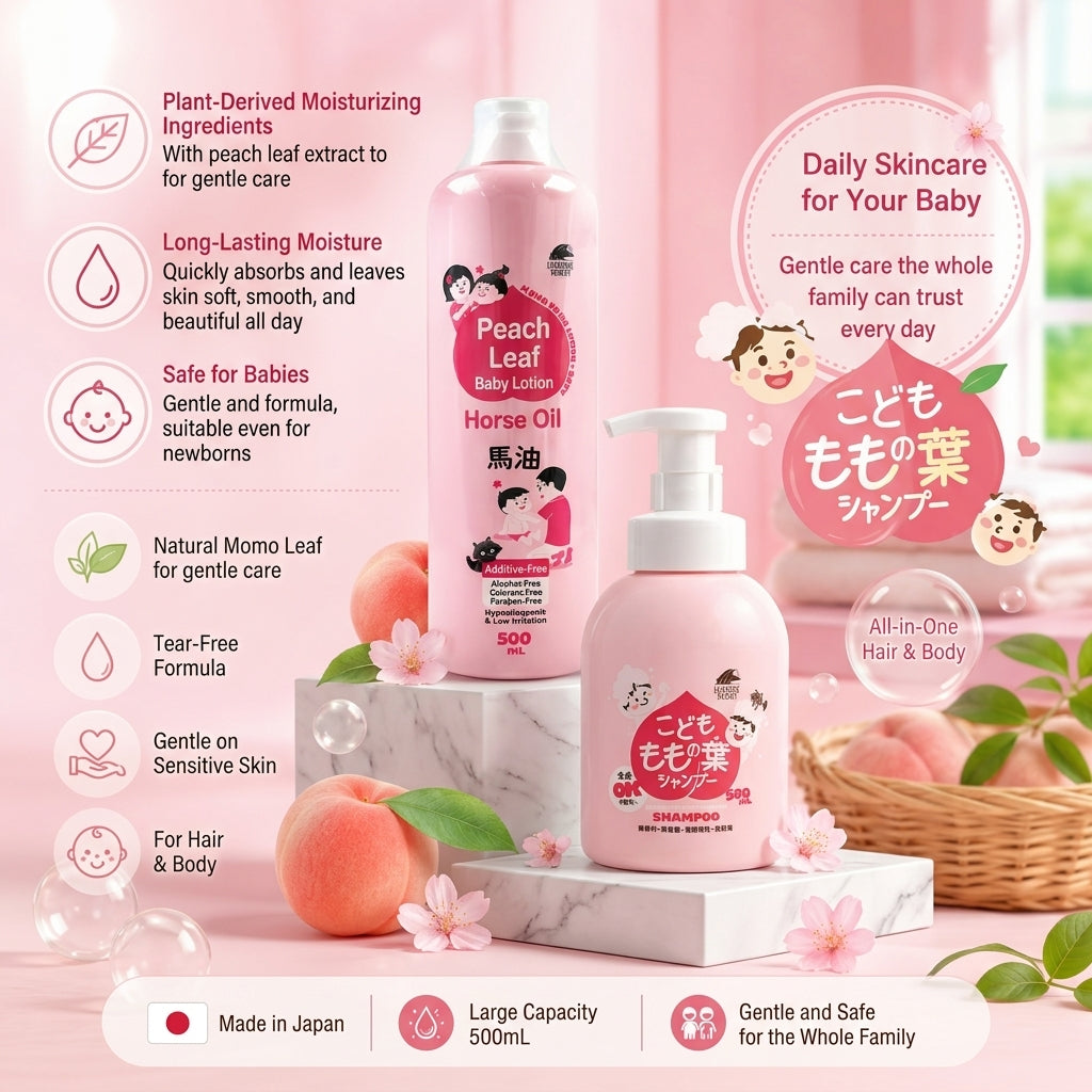 Unimat Riken Peach Leaf & Horse Oil Body Soap & Lotion 500ml