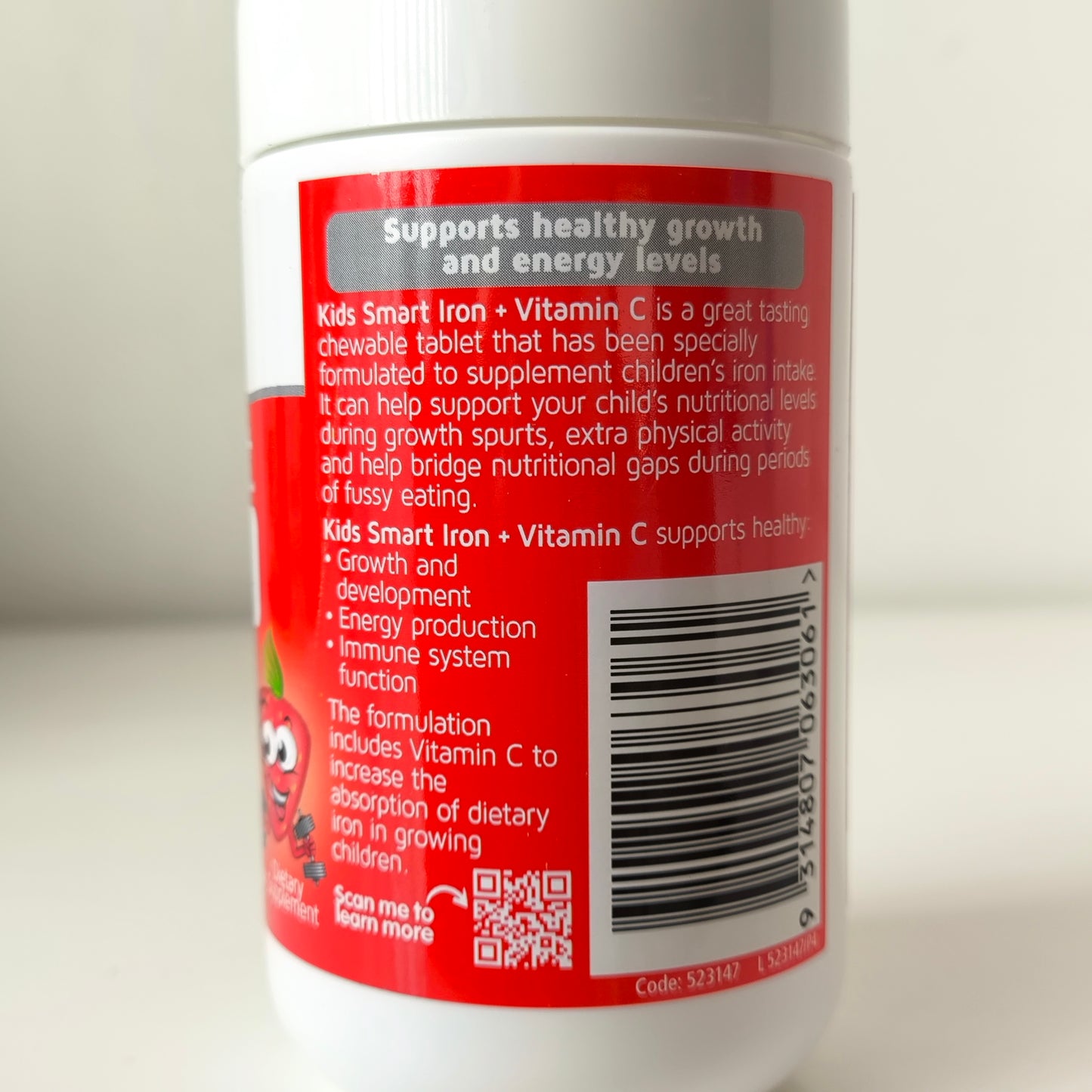Nature's Way Kids Smart Iron+VitaminC Chewables 50 Tablets Strawberry Flavour 2-12Yrs