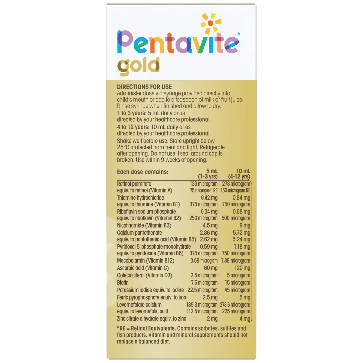 Pentavite Gold Multivitamin+iron Liquid for Kids 200ml