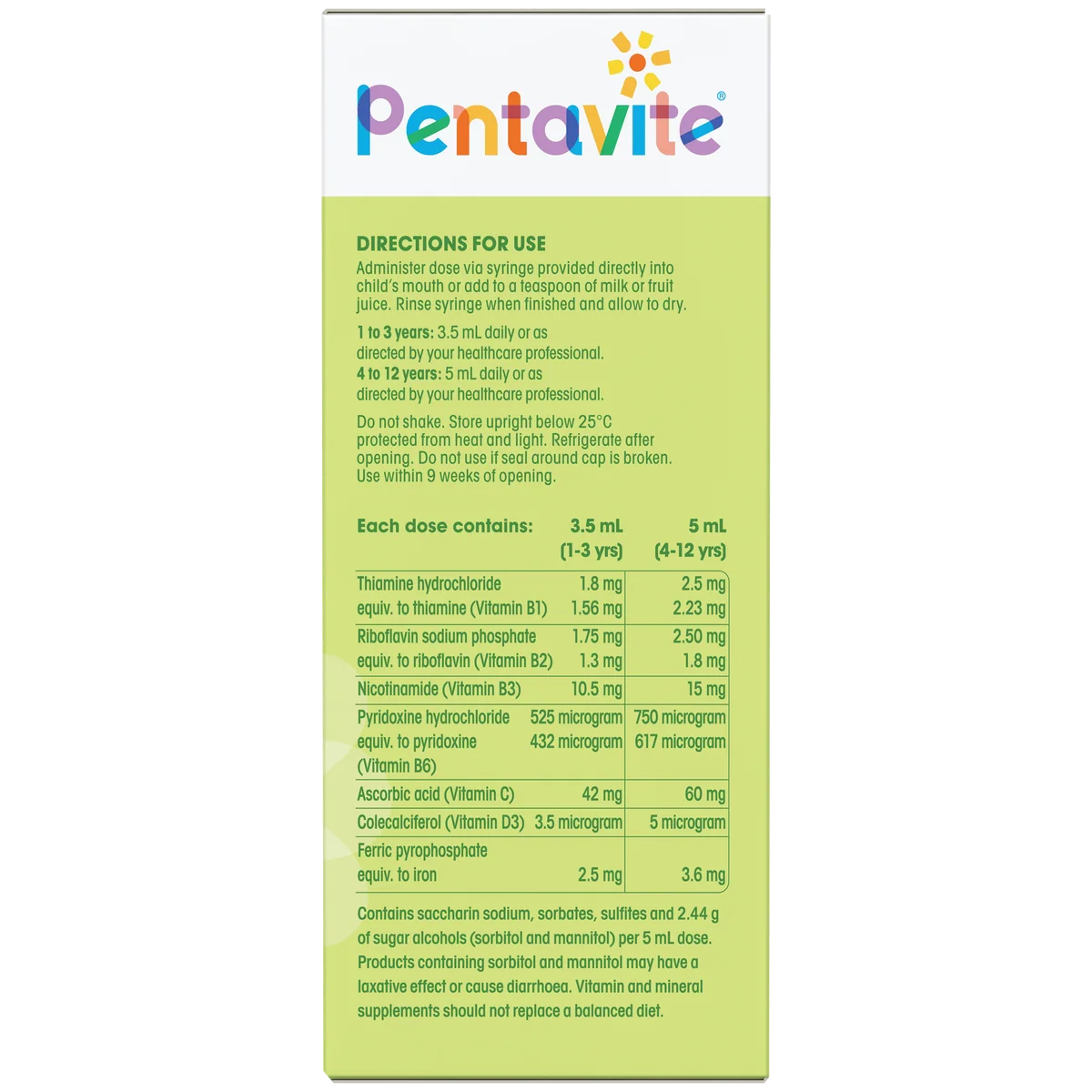 Pentavite Green Multivitamin+Iron Liquid for Kids 200ml