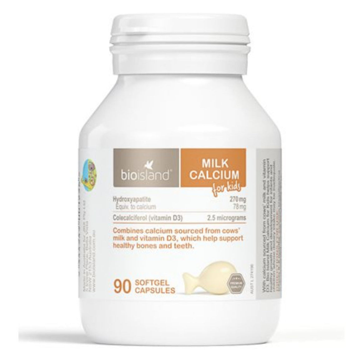 Bioisland Milk Calcium For Kids 90 Capsules