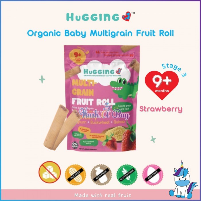 Hugging Multi-Grain Fruit Roll Strawberry Sorghum Buckwheat Quinoa 27g 9M+