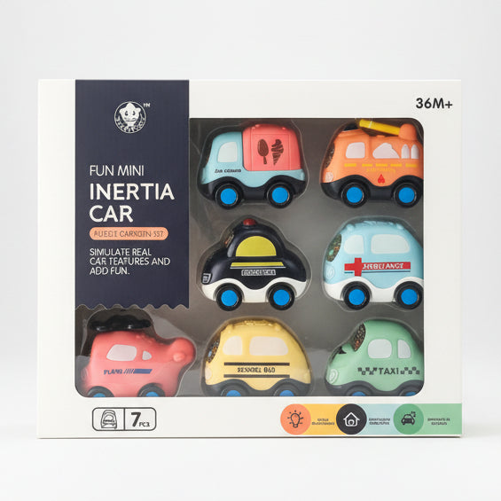 Fun Mini Inertia Car Puzzle Cartoon Set Toy 7Pcs 3Yr+