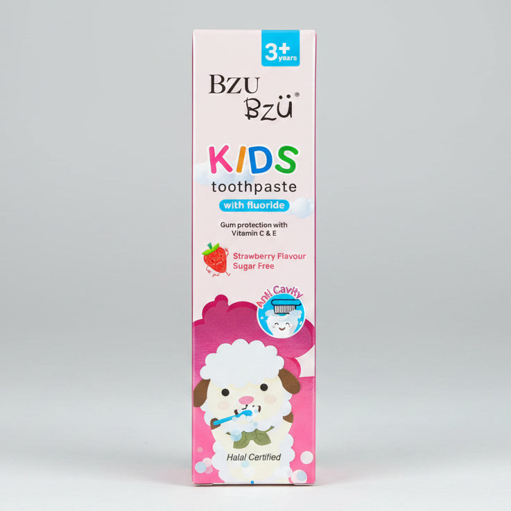 Bzu Bzu Kids Toothpaste with Fluoride Orange & Strawberry Flavour 50g 3Yr+