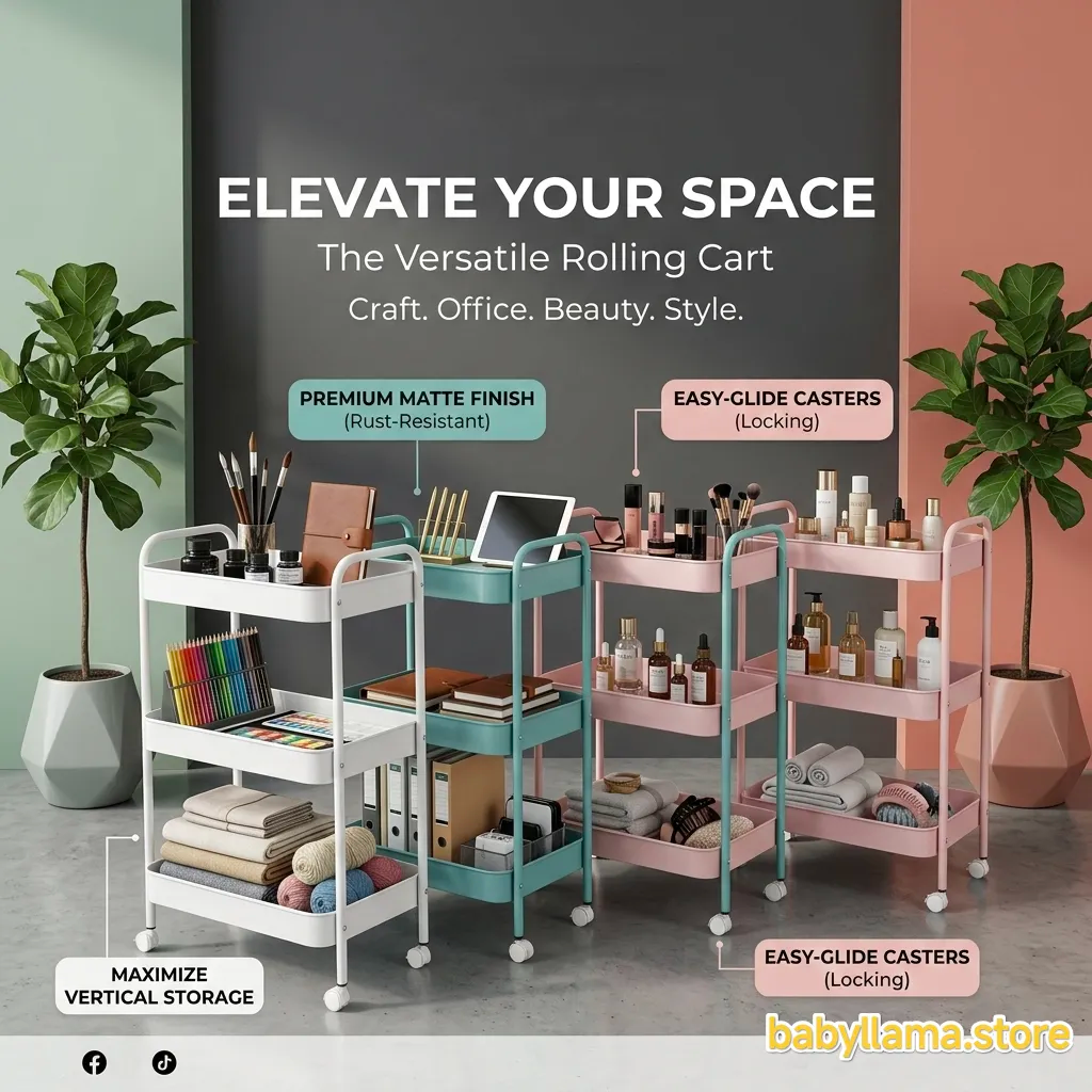 Multi-Purpose 3-Tier Rolling Cart