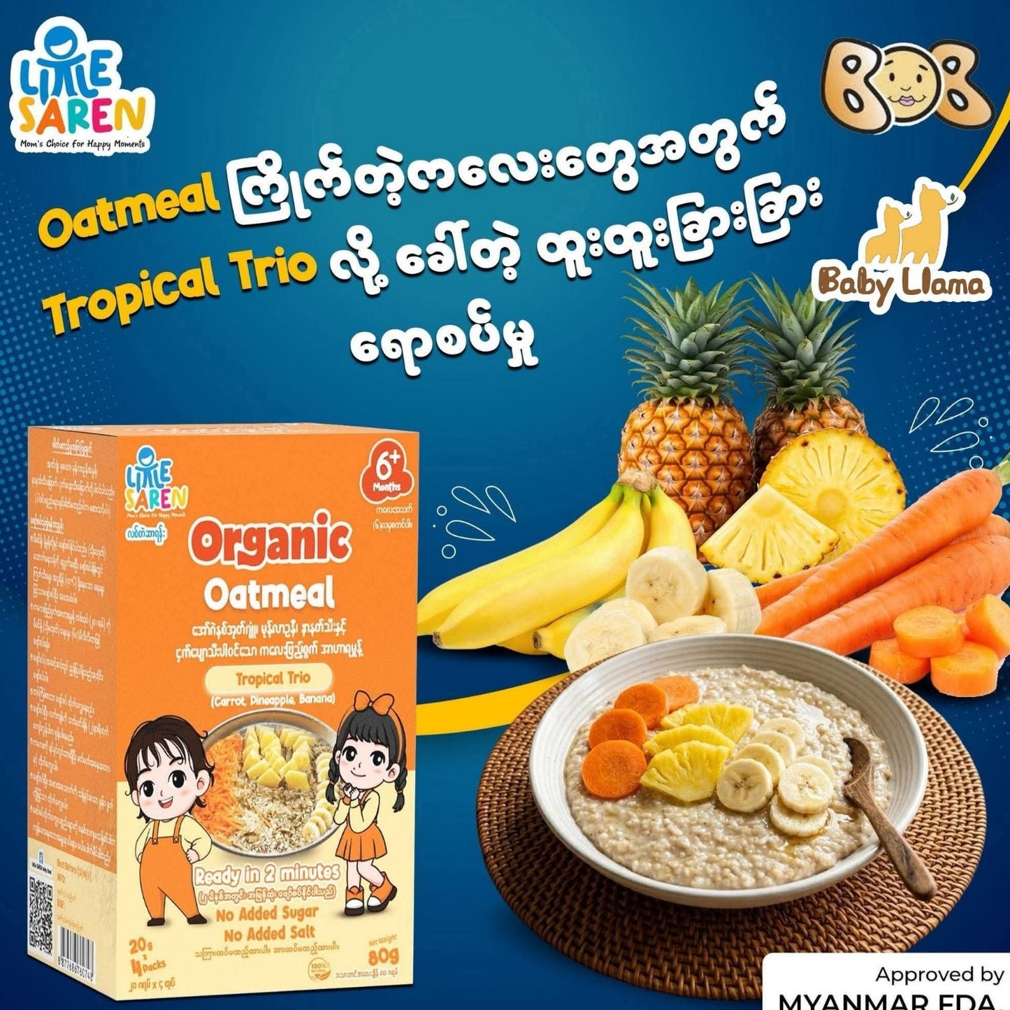 Little Saren Organic Oatmeal 80g(20g*4Packs) 6M+