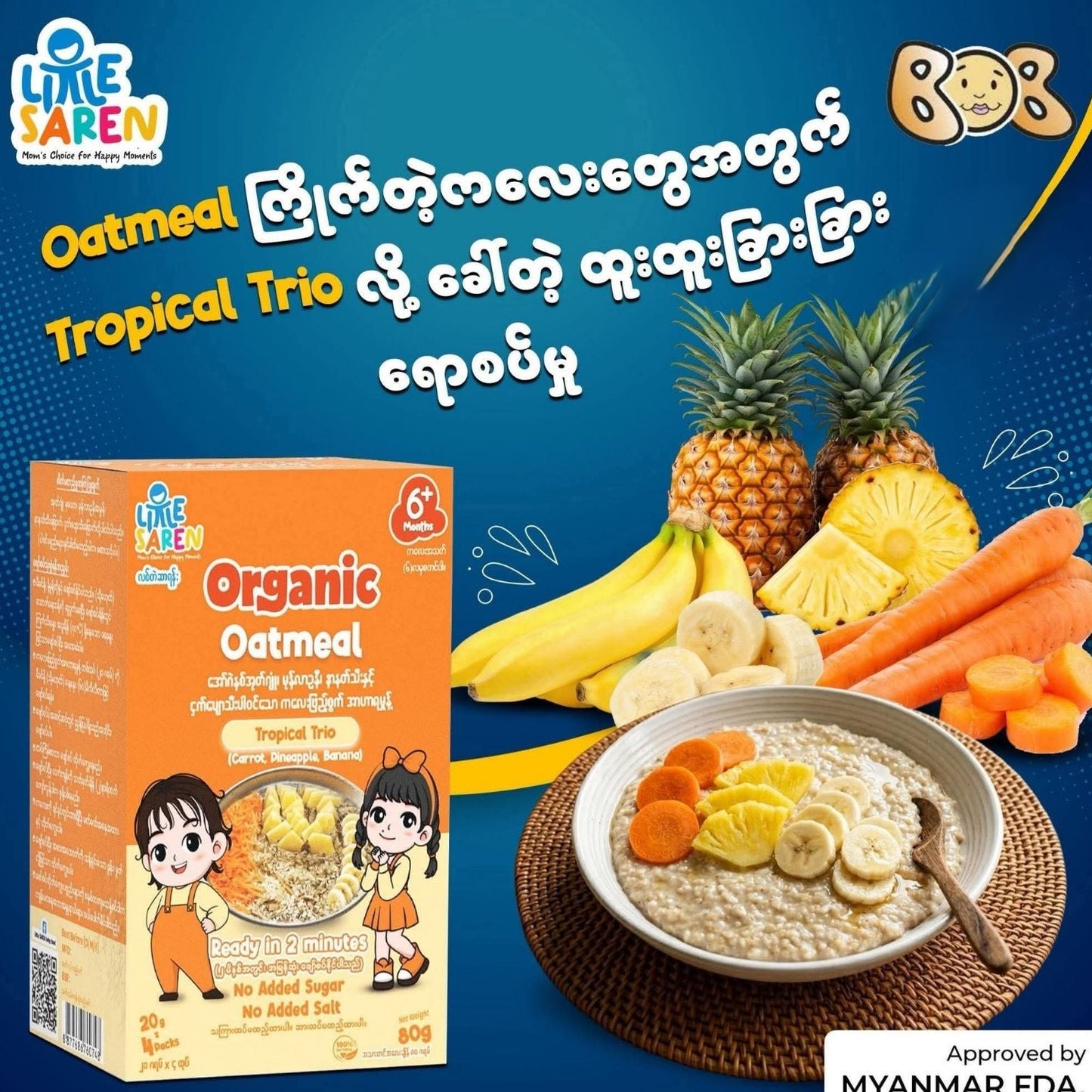 Little Saren Organic Oatmeal 80g(20g*4Packs) 6M+