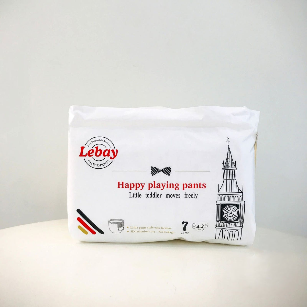 Lebay happy playing pants packaging on a white background
