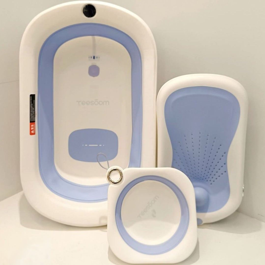 YEESOOM 3-In-1 Capsule Foldable Bathtub Set With Bath Rack & Basin 0M+