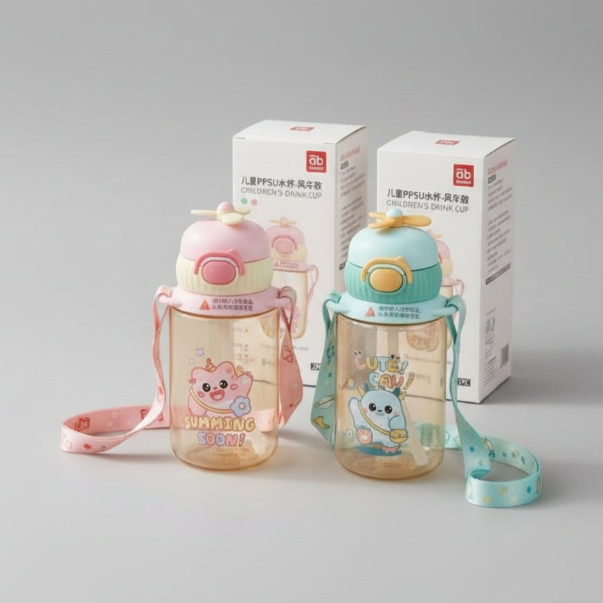 ab PPSU Children's Drink Cup Green & Pink