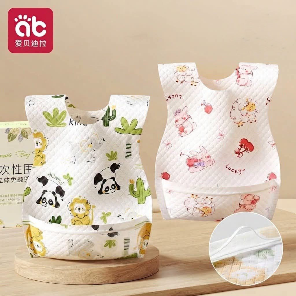 ab Disposable Baby Bibs Jungle animals, Cherry Bunny & Beep-Beep Car 20Pcs