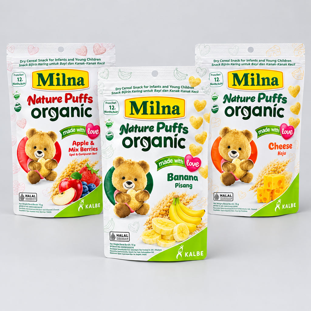 Milna Organic Nature Puffs Apple & Mix Berries, Banana, Cheese 15g