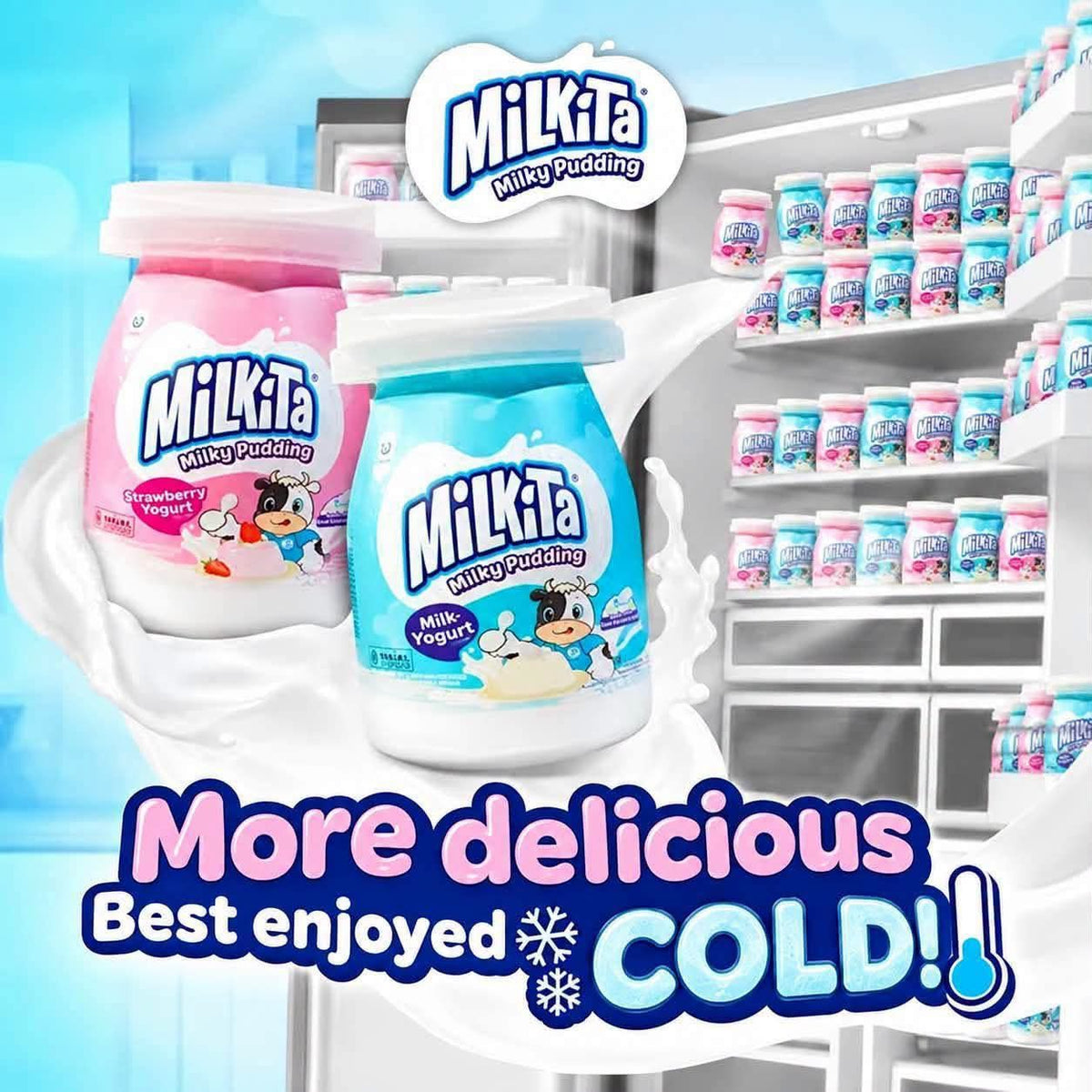 Milkita Milky Pudding Milk & Strawberry Yogurt 6*85g