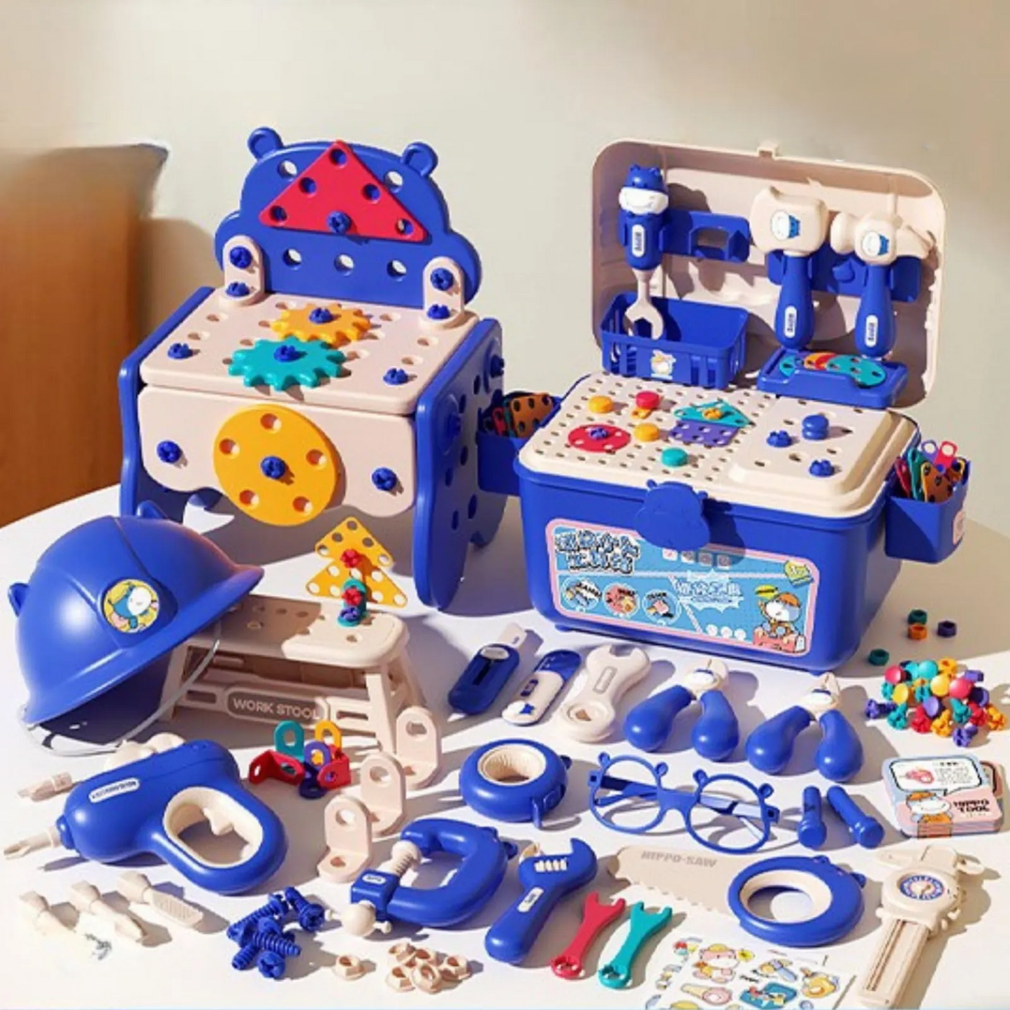 JIQI Toys Pretend Play Tool Set 2 in 1 DIY Toy