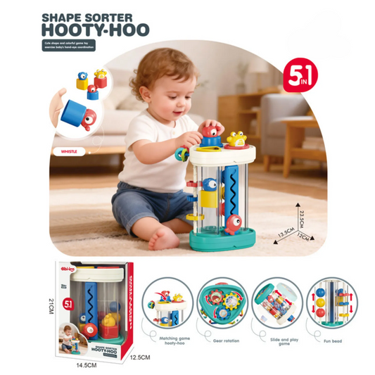 Bibi-inn Shape Sorter Hooty-Hoo 5in1 Toy 18M+