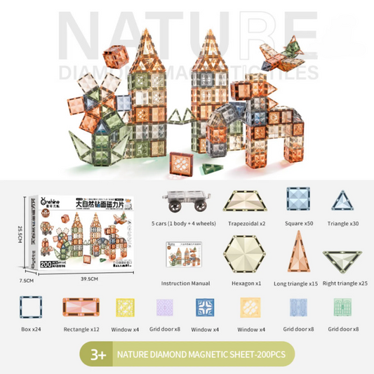 Onshine Natural Diamond Magnetic Tiles Toy 200Pcs