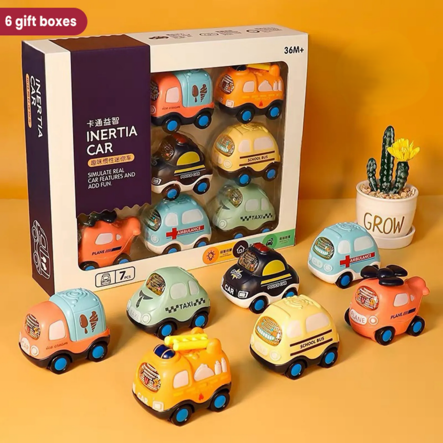 Fun Mini Inertia Car Puzzle Cartoon Set Toy 7Pcs 3Yr+