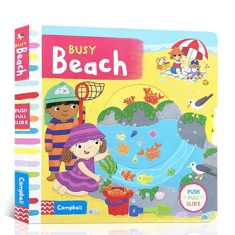 Campbell Push Pull Slide Busy Beach