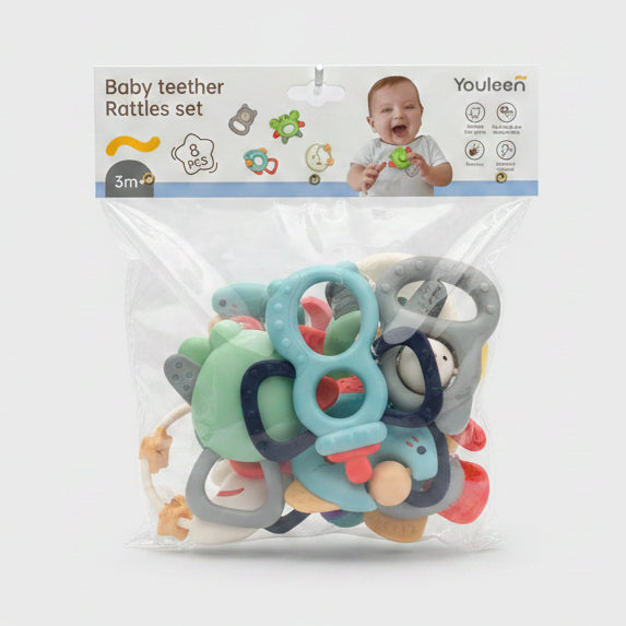 Youleen Baby Teether & Rattle Set 8Pcs 3M+
