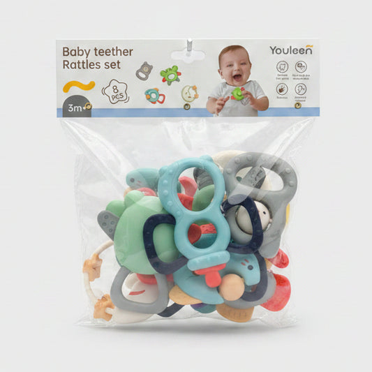 Youleen Baby Teether & Rattle Set 8Pcs 3M+