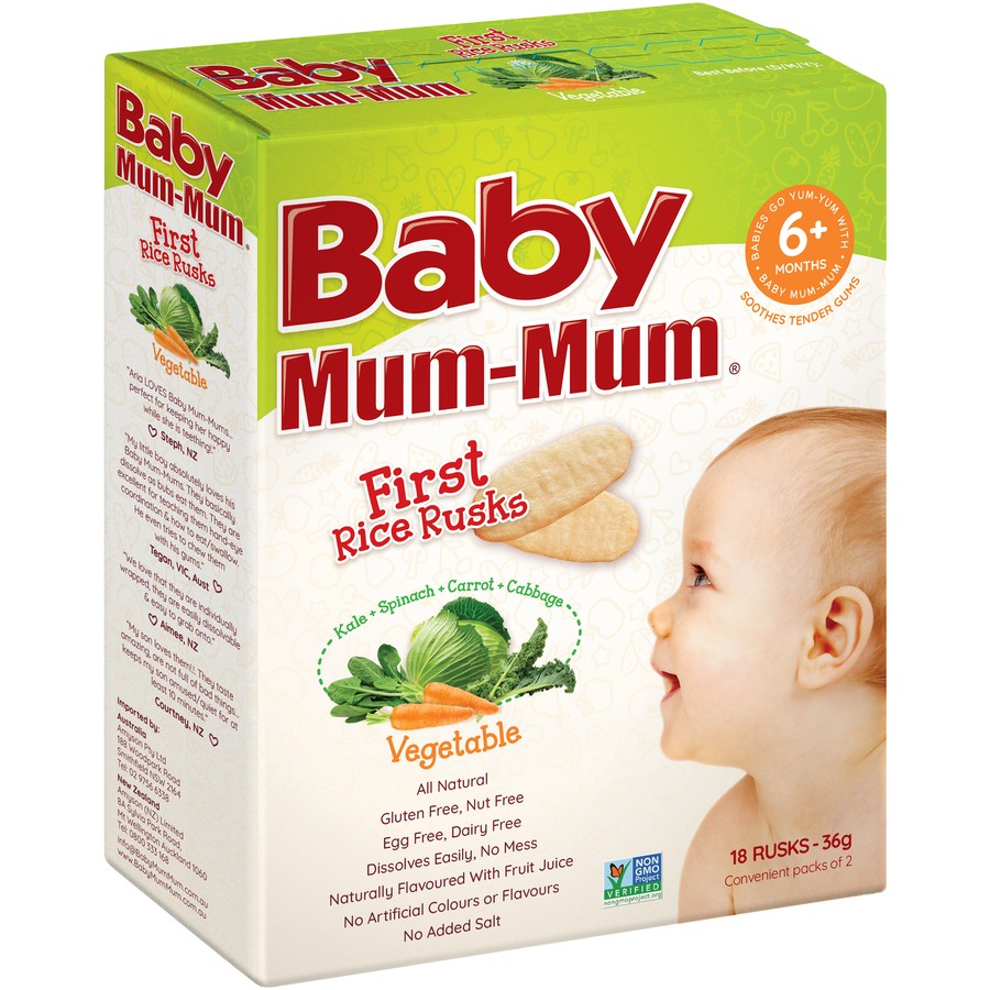 Baby Mum-Mum Premium Rice Rusks 18Rusks-36g