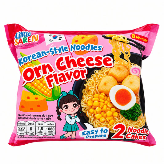 Little Saren Korean Style Noodles Corn Cheese Flavor 8M+ 2Noodle Cakes