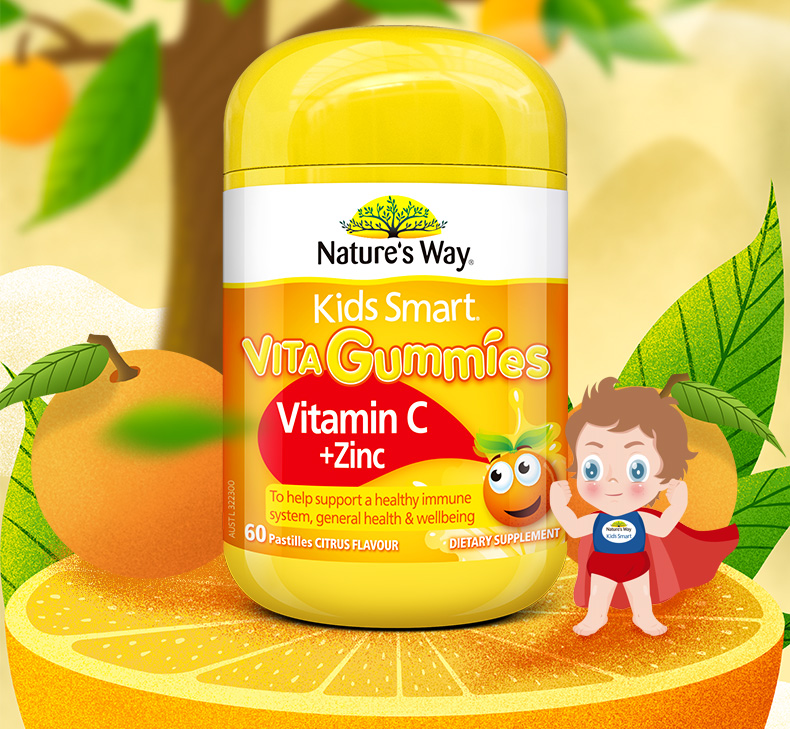 Nature's Way Kids Smart Vita Gummies Vitamin C+Zinc 60 Pastilles