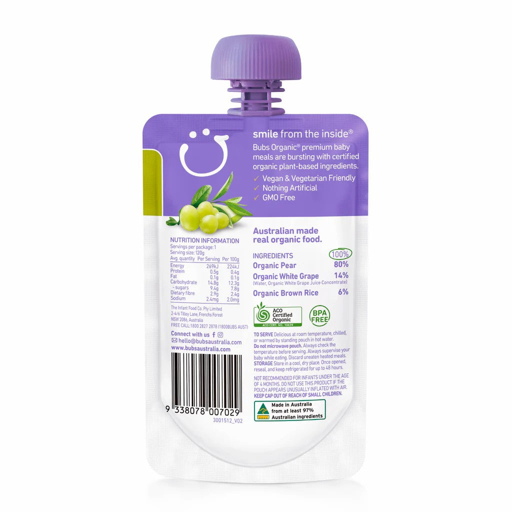 Bubs Organic Puree 120g