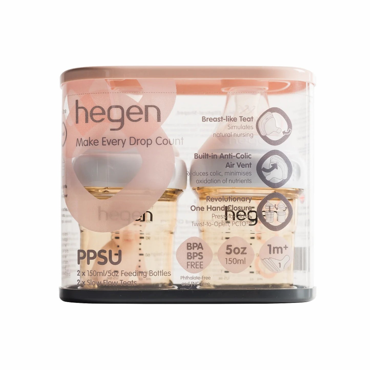 Hegen PCTO™ PPSU Feeding Bottle 150ml with Slow Flow Teat (1) (2-Pack)