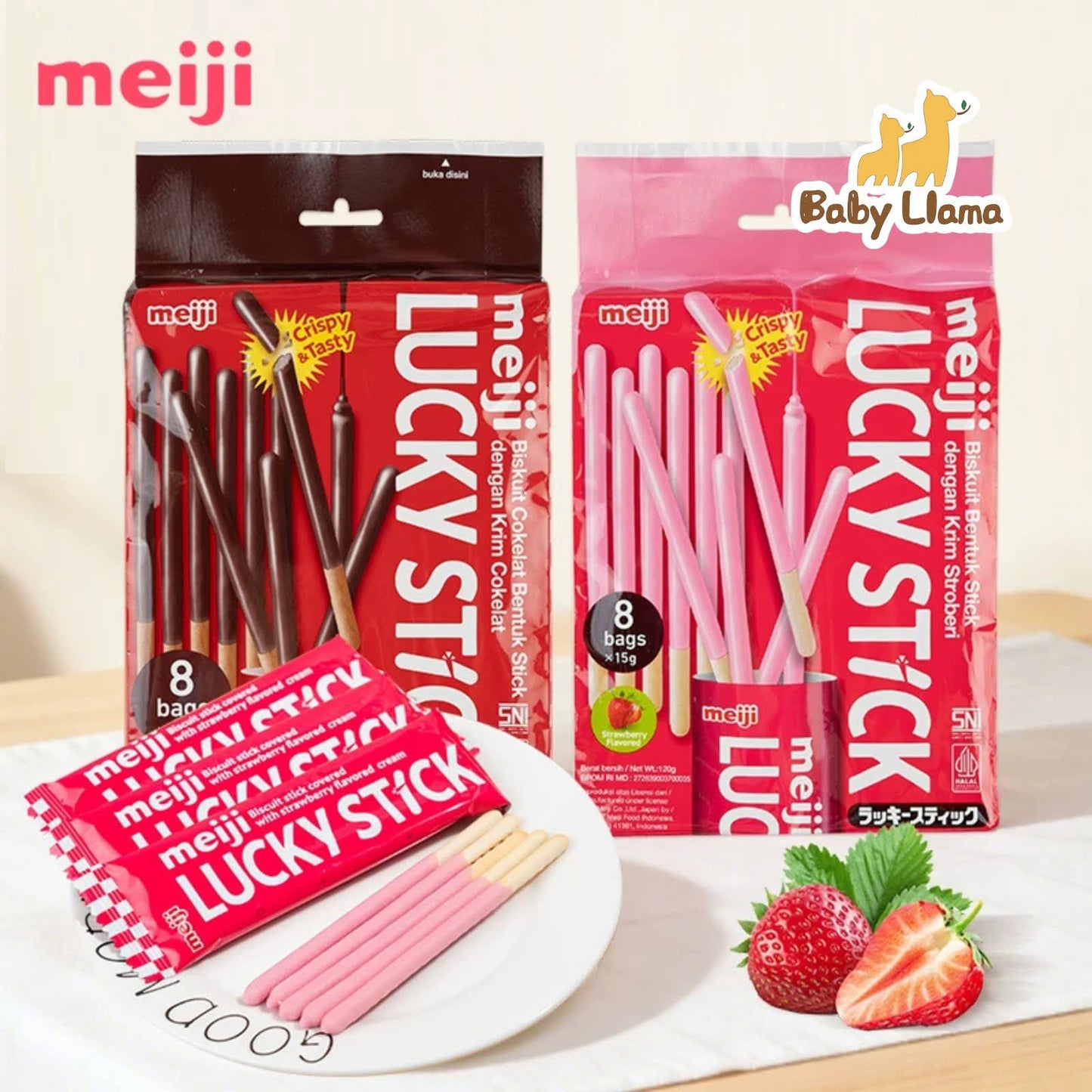 Meiji Lucky Stick Biscuit Stick 120g(15g*8Bags) 1Yr+