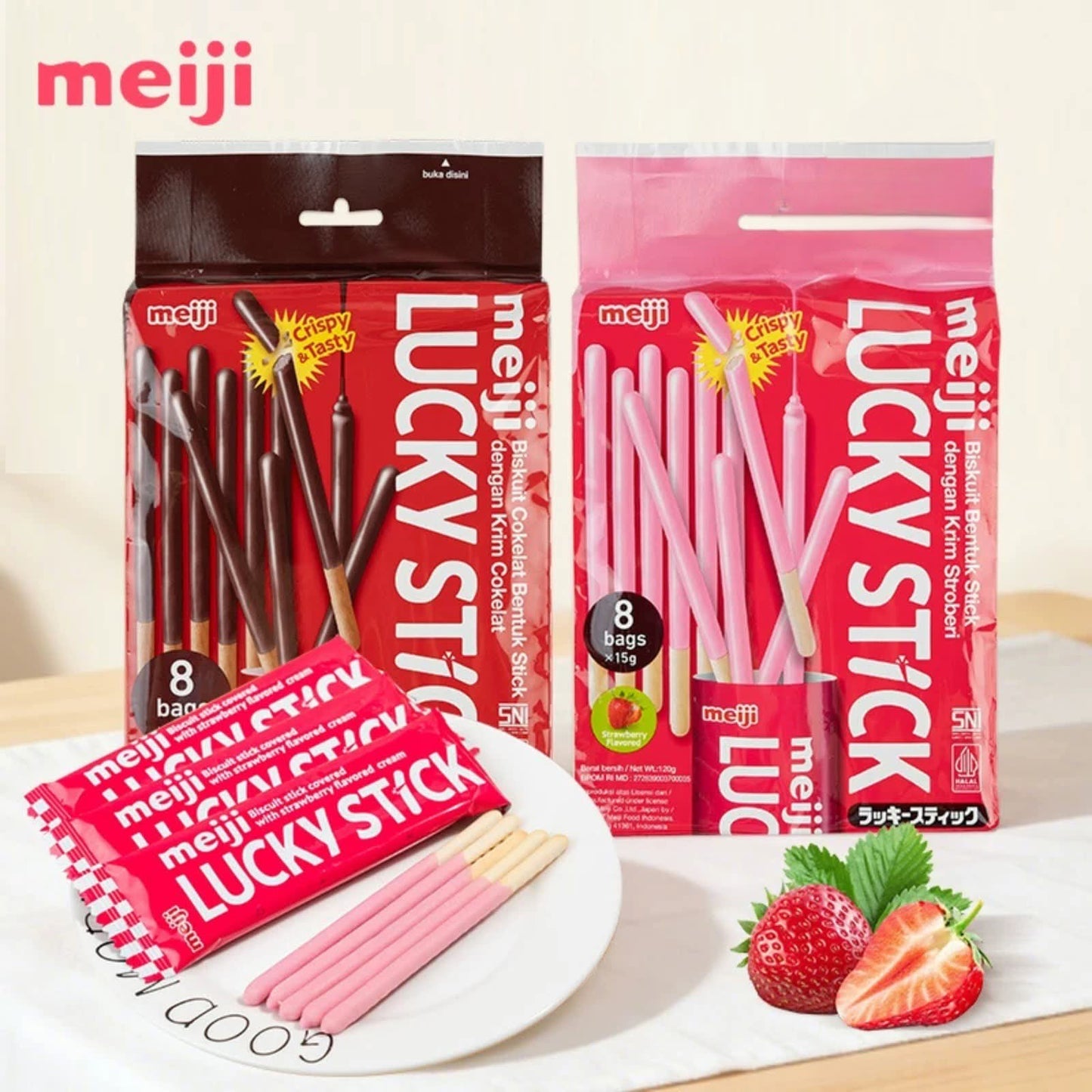 Meiji Lucky Stick Biscuit Stick 120g(15g*8Bags) 1Yr+