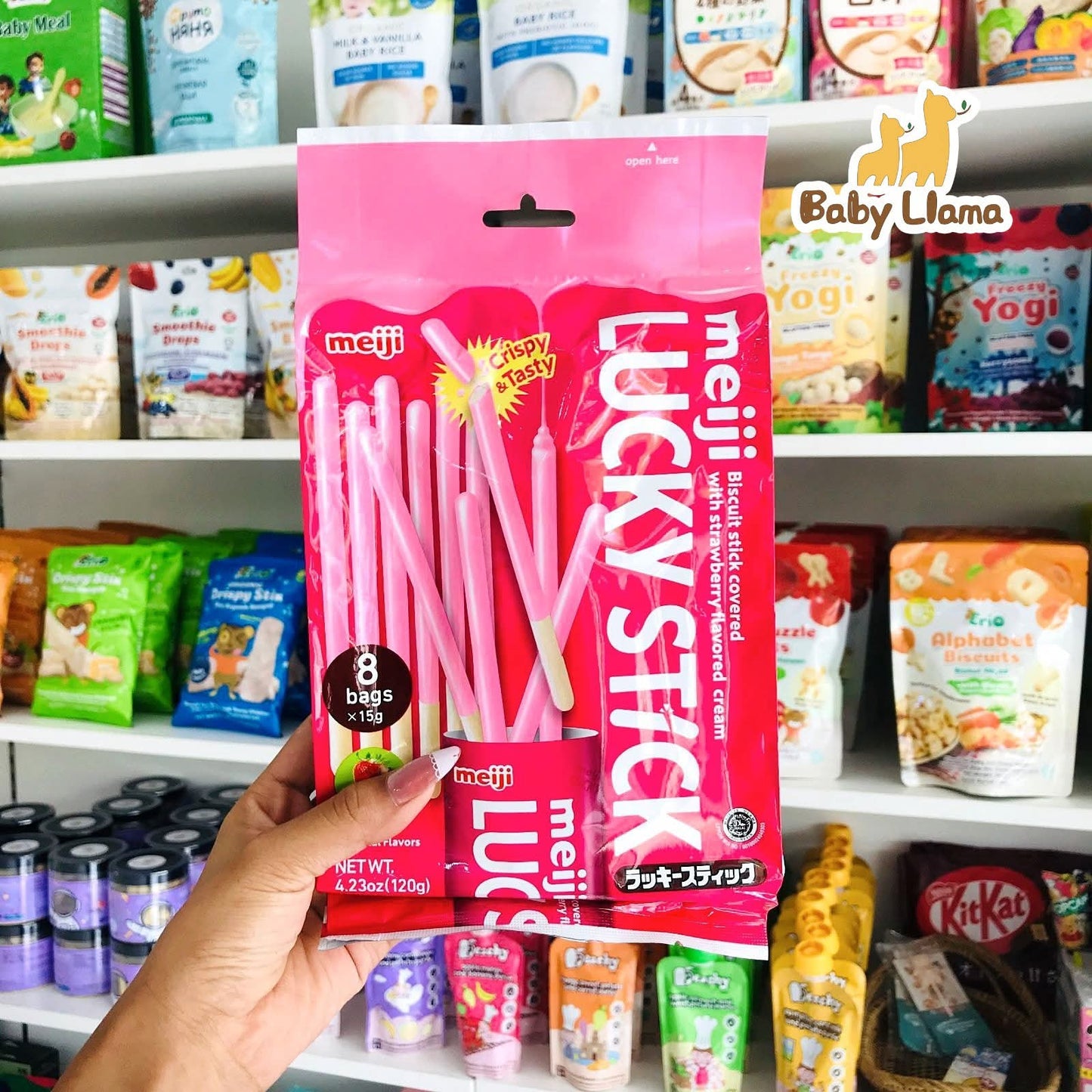 Meiji Lucky Stick Biscuit Stick 120g(15g*8Bags) 1Yr+