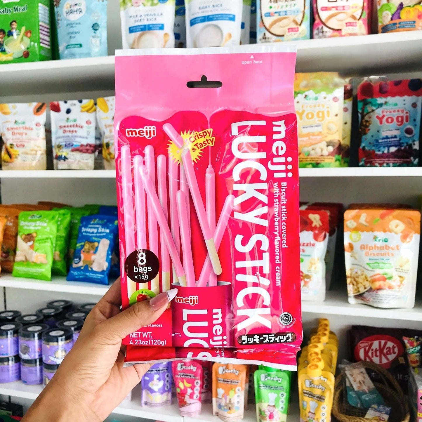 Meiji Lucky Stick Biscuit Stick 120g(15g*8Bags) 1Yr+