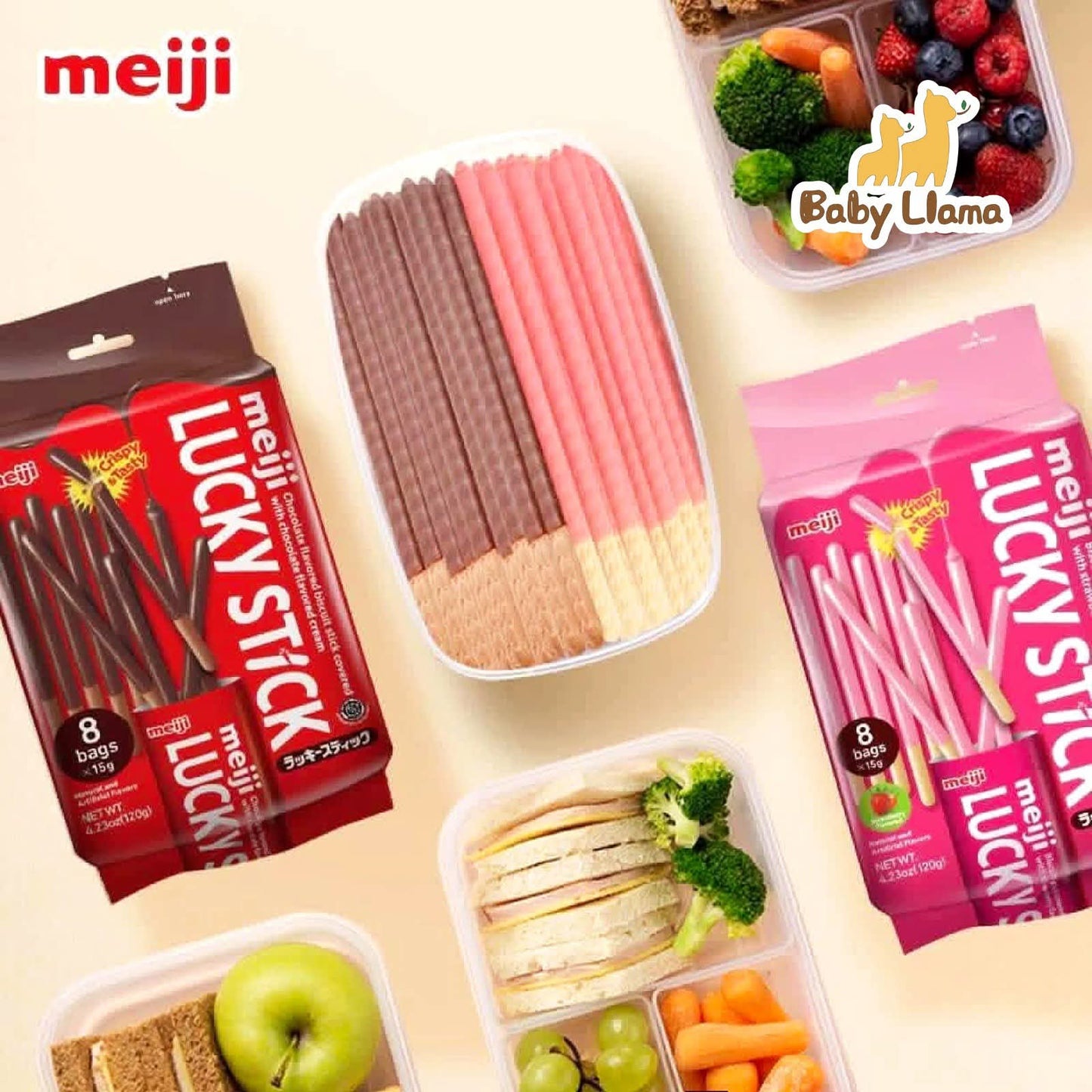 Meiji Lucky Stick Biscuit Stick 120g(15g*8Bags) 1Yr+