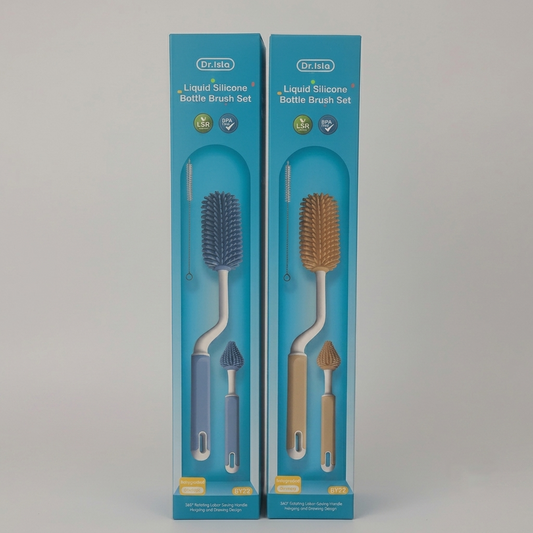 Dr.Isla Liquid Silicone Bottle Brush Set Beige & Blue