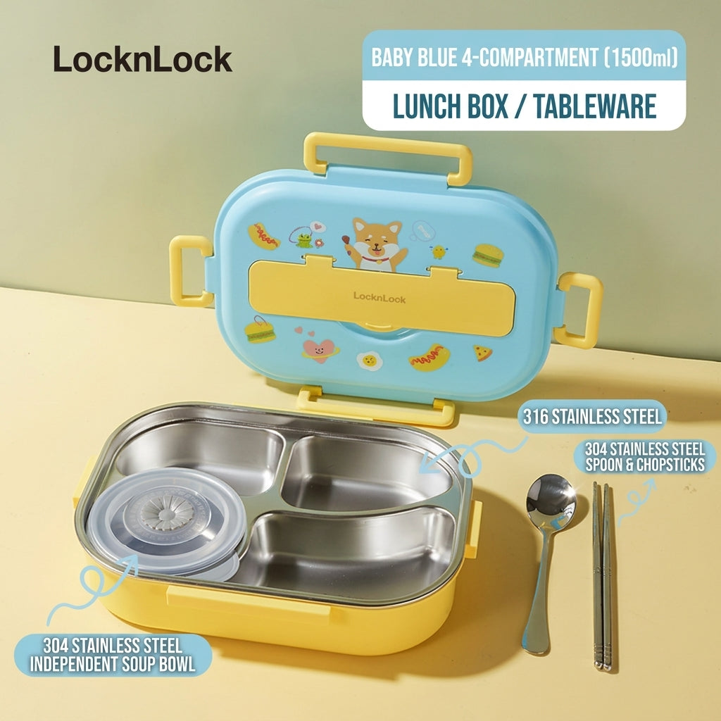 LocknLock Stainless Steel Lunch Box - Blue, Green & Pink