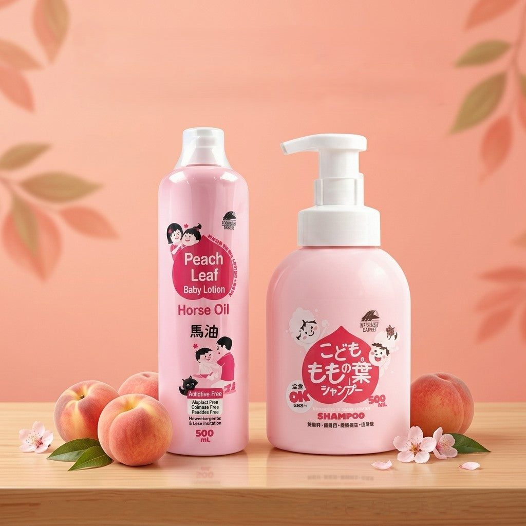 Unimat Riken Peach Leaf & Horse Oil Body Soap & Lotion 500ml