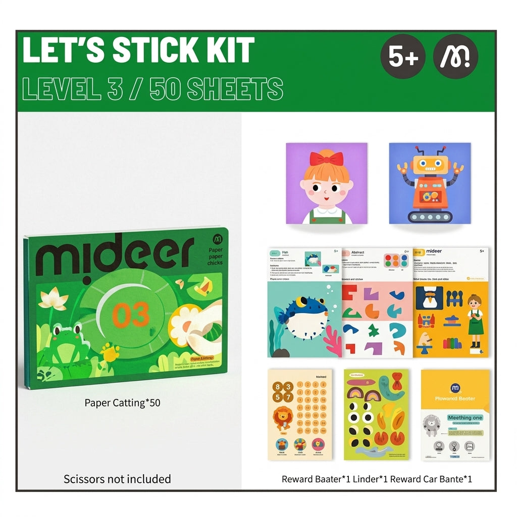 Mideer Level Up Brain Gamebook Let's Stick Level 1 To 3