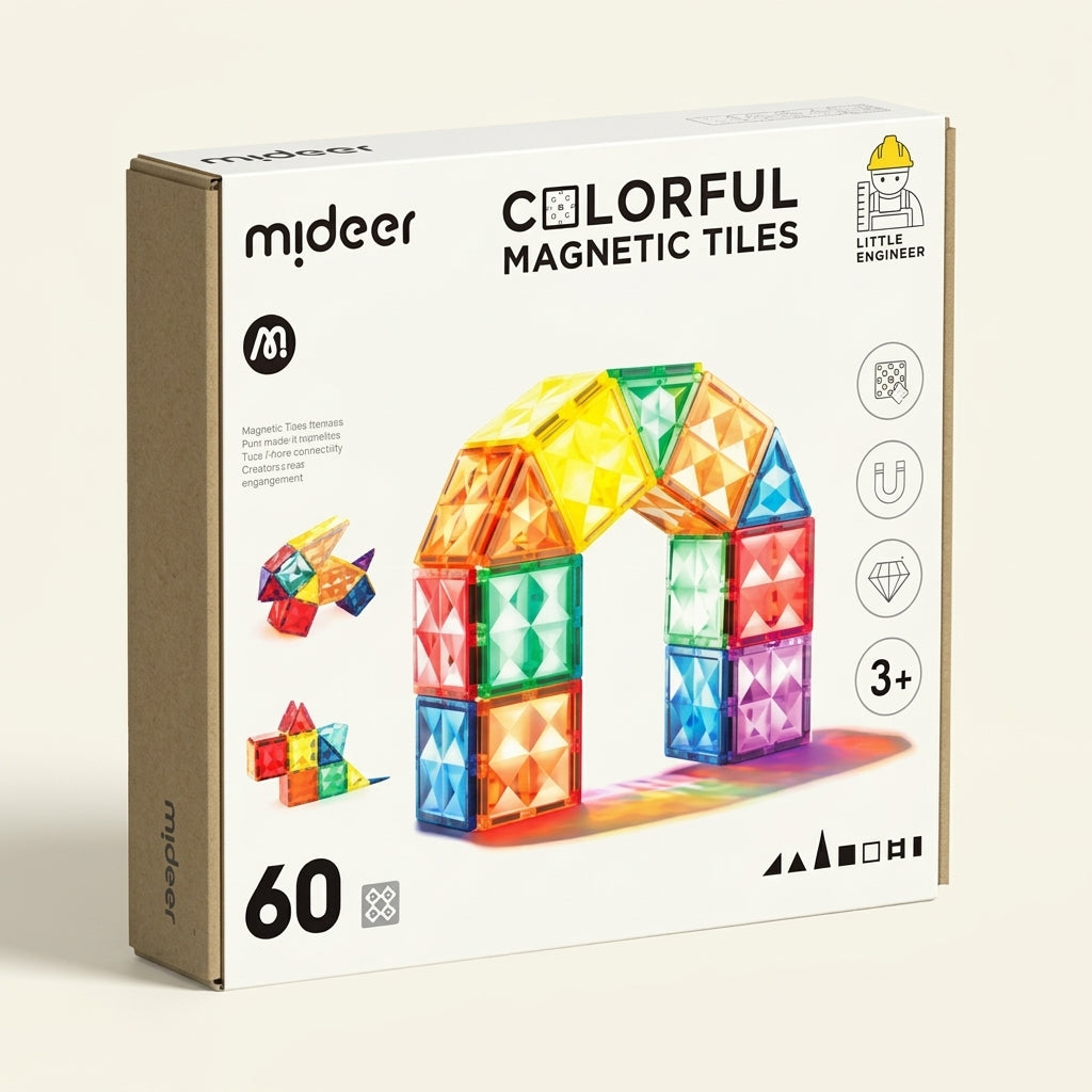 Mideer Colorful Magnetic Tiles & Magnetic Building Blocks