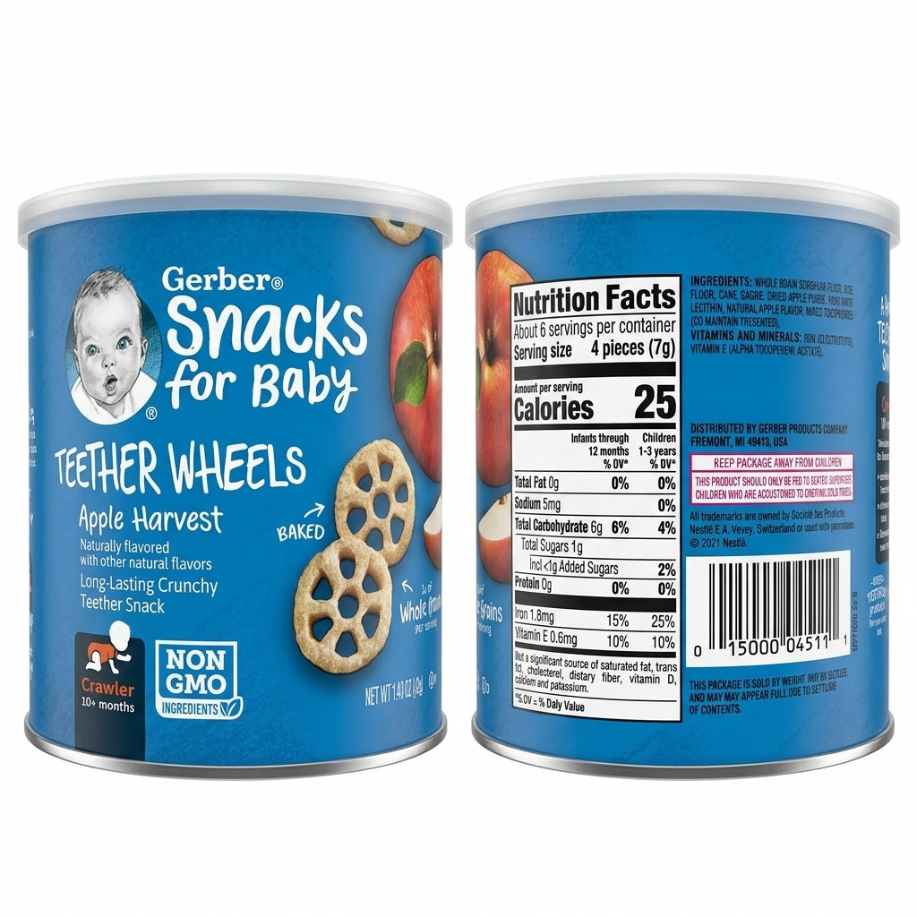 Gerber Snacks for Baby Teether Wheels Apple Harvest 42g