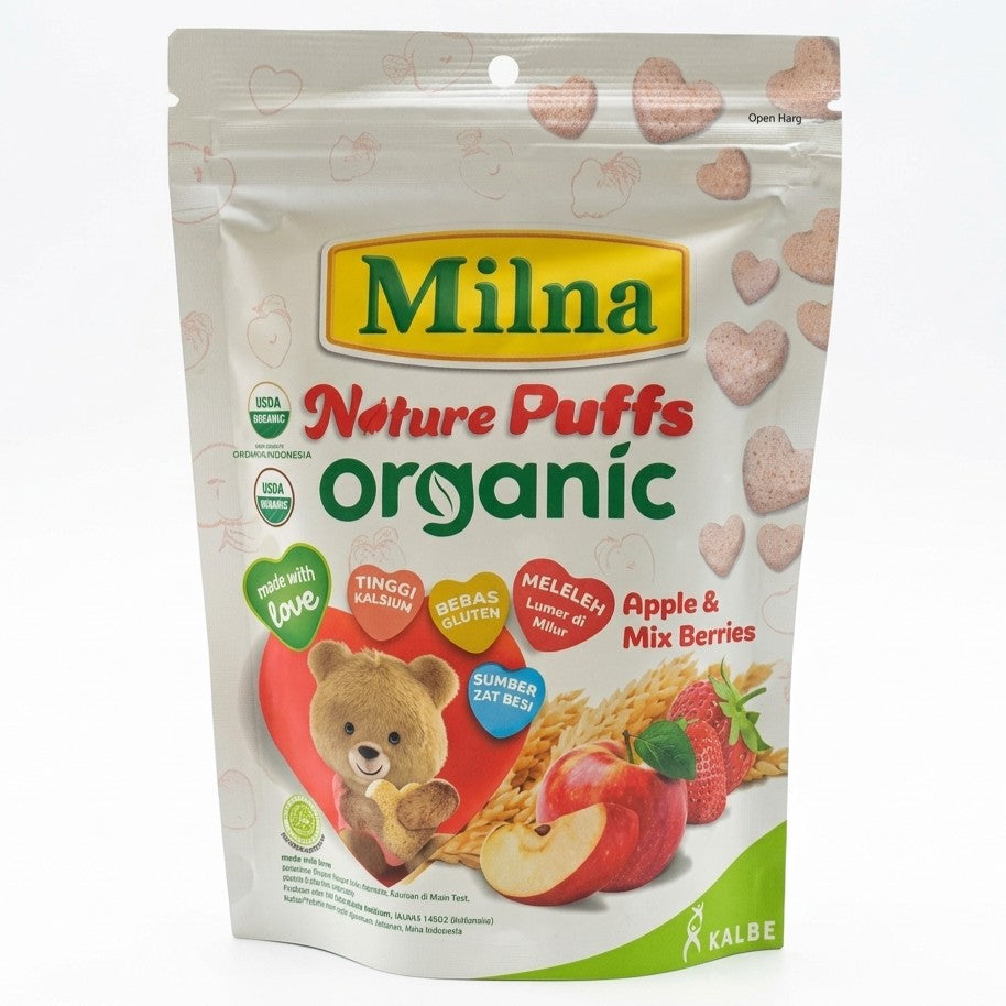 Milna Organic Nature Puffs Apple & Mix Berries, Banana, Cheese 15g