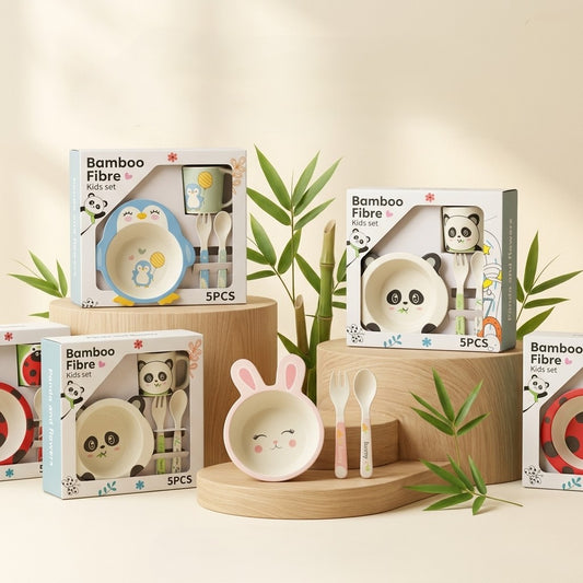 Bamboo Fiber Eco-friendly Children Tableware Set (5Pcs)