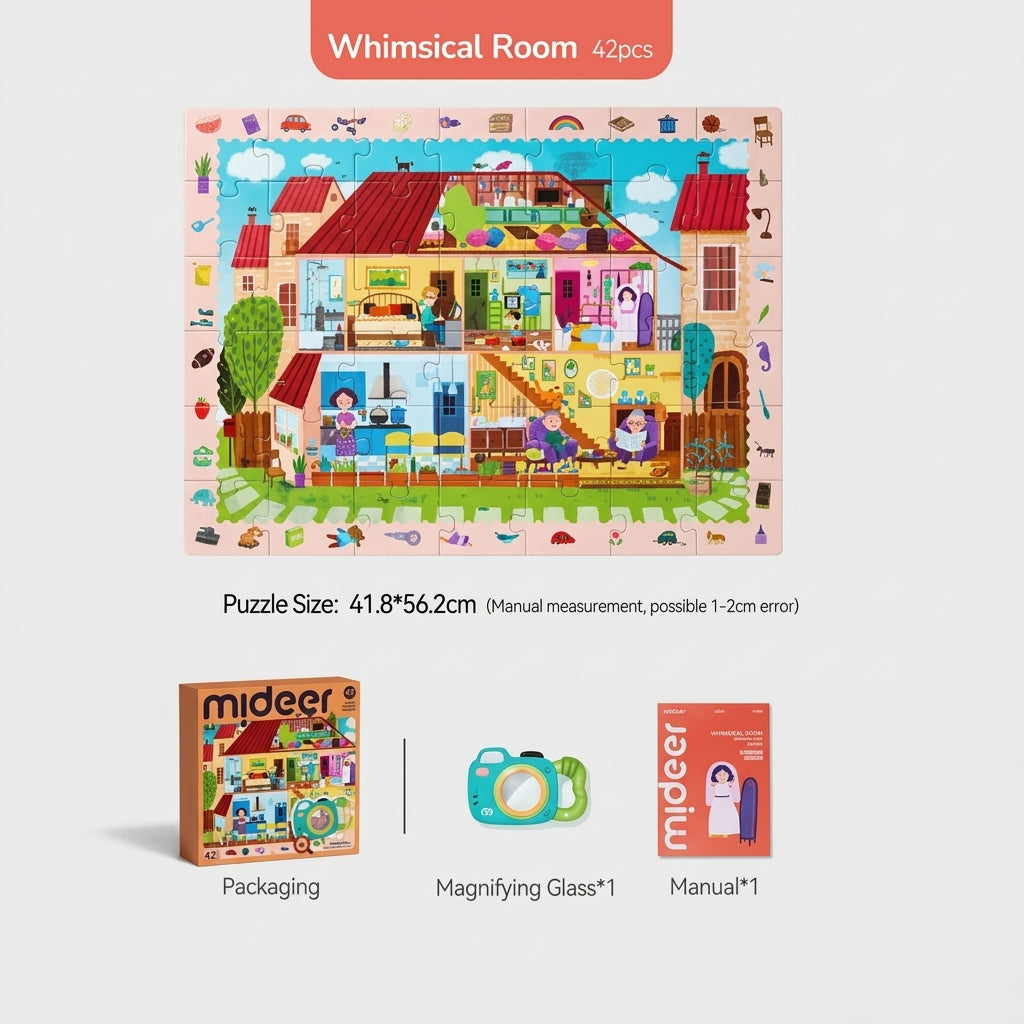 Mideer Build & Seek Puzzle Whimsical Room & Special Treasure Hunt