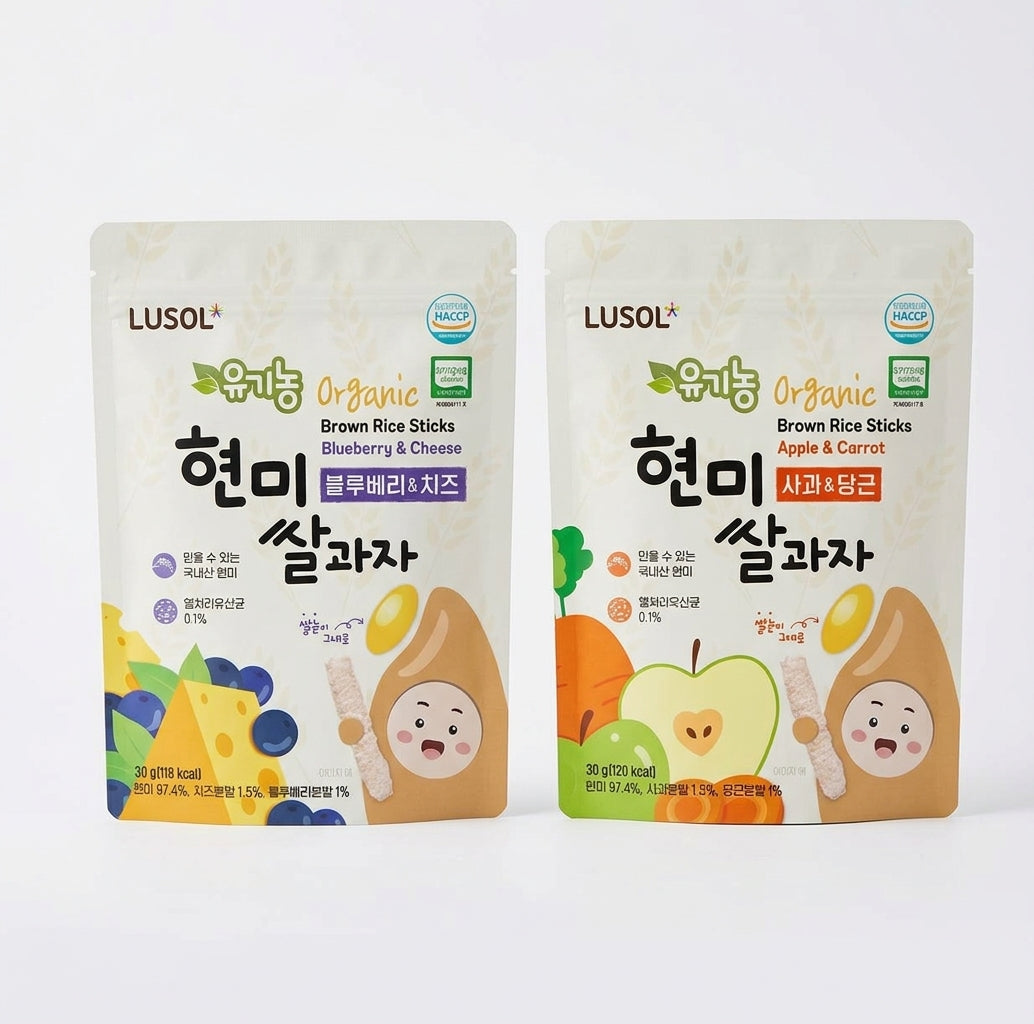 Lusol Brown Rice Sticks Apple & Carrot, Blueberry & Cheese 30g