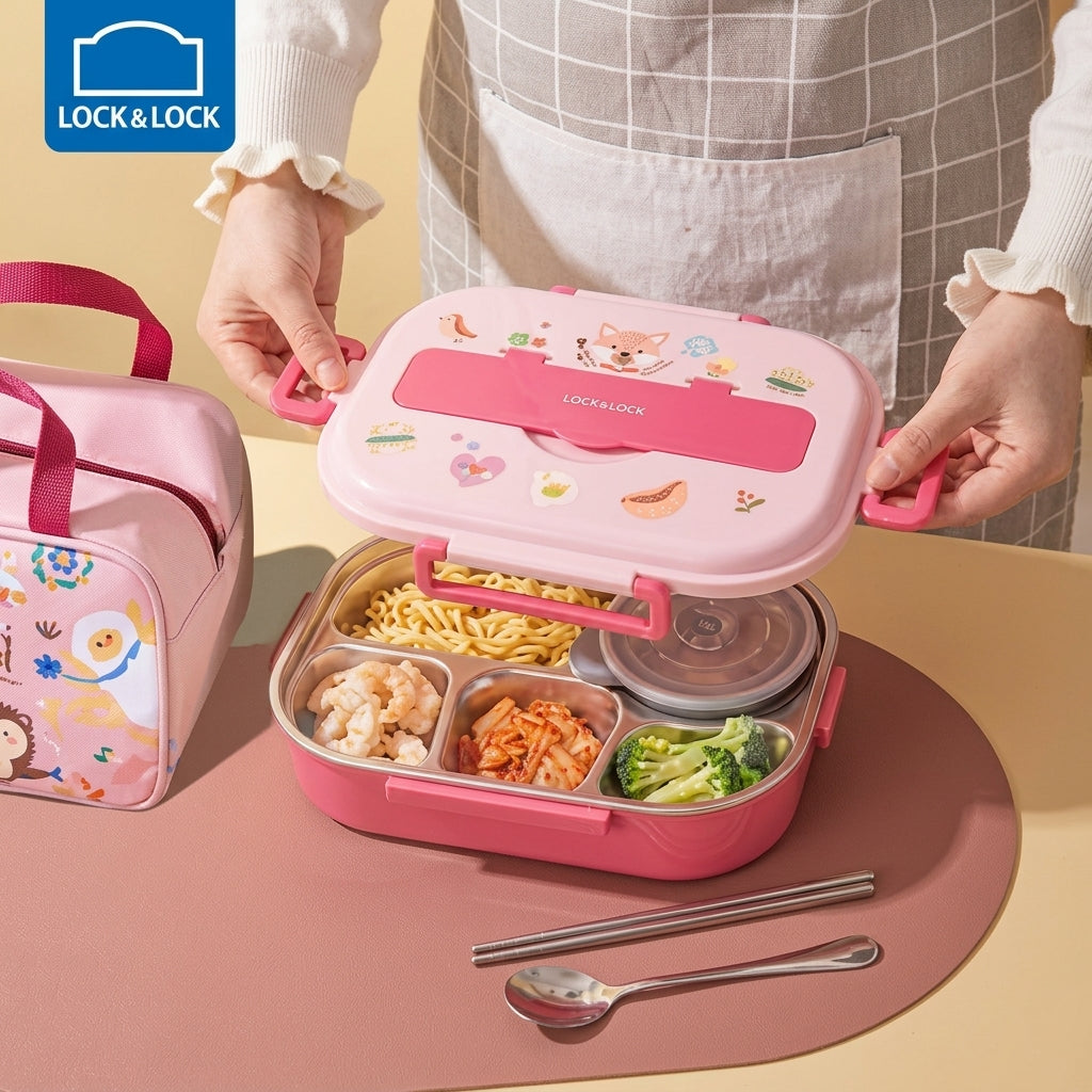 LocknLock Stainless Steel Lunch Box - Blue, Green & Pink
