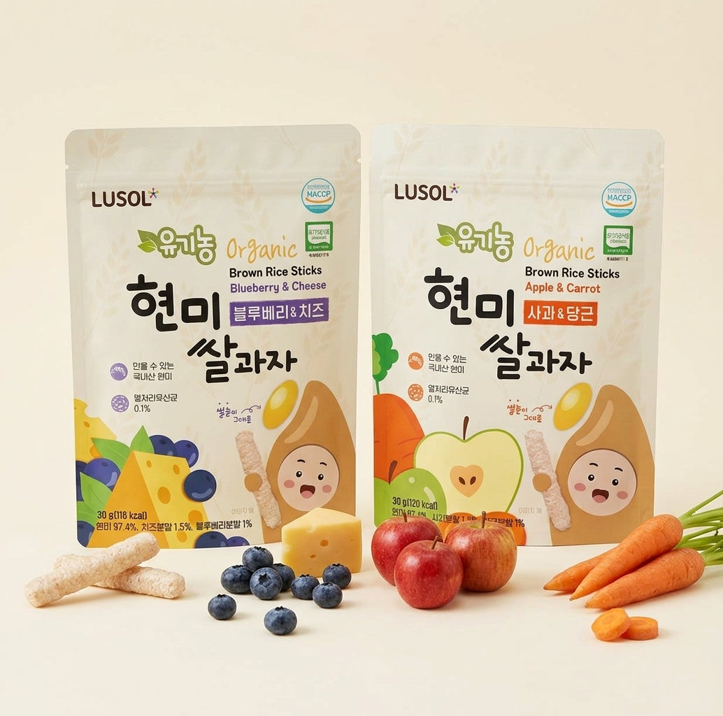 Lusol Brown Rice Sticks Apple & Carrot, Blueberry & Cheese 30g